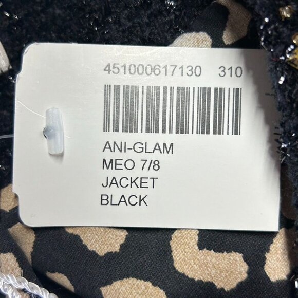 Chico's Ani-Glam Tweed Metallic & Beaded Long Jacket Coat in Black - Sz 2 (L) - Picture 5 of 6